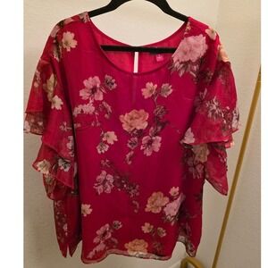 Vince Camuto Floral Flowy Blouse Size 1X‎